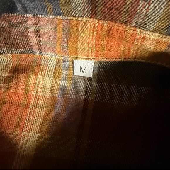 SHEIN women’s Plaid Button-Up Shirt Orange and Gray M - Picture 2 of 4